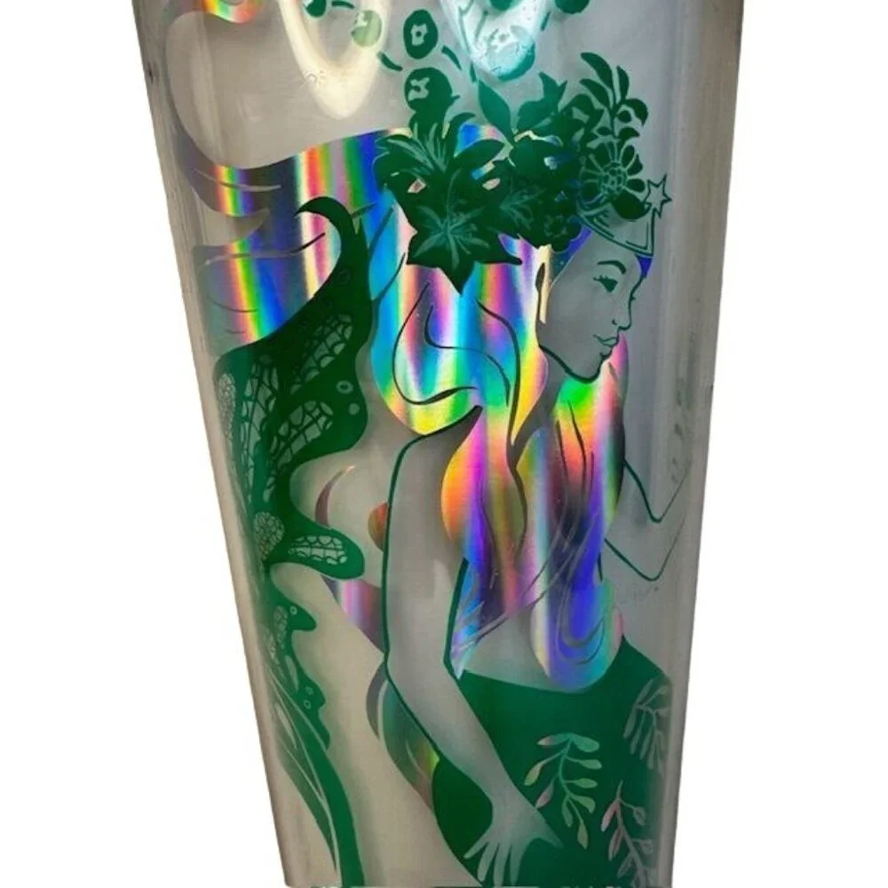Starbucks Holiday Collection Holographic Iridescent Mermaid Tumbler 24oz w/Straw